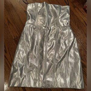 Forever 21 Metallic Silver Bodycon Strapless Dress size small